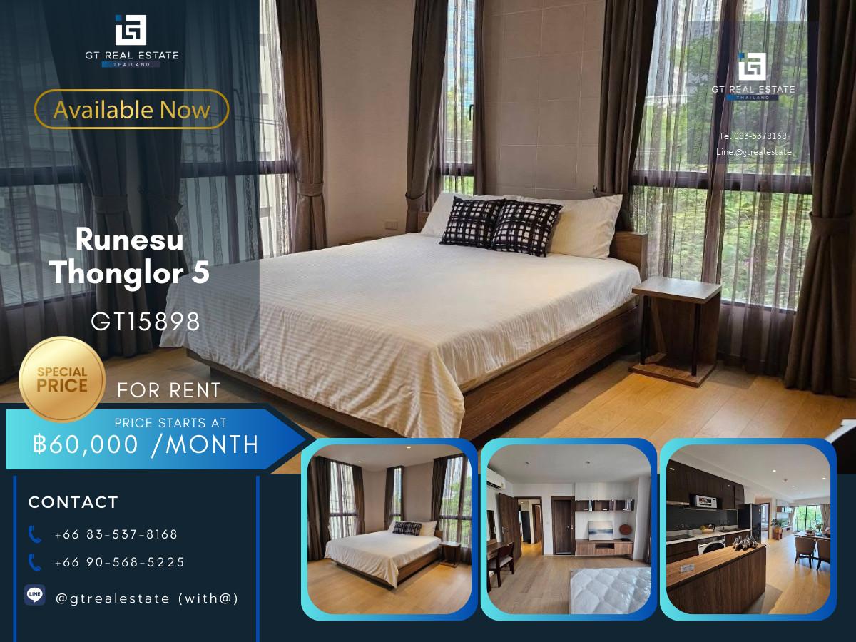 ✨ GT15898 |  คอนโด Runesu Thonglor 5 เดินทางสะดวก ใกล้รถไฟฟ้าบีทีเอส มีรถรับส่ง ห้องสวย เฟอร์นิเจอร์ครบ พร้อมอยู่!!