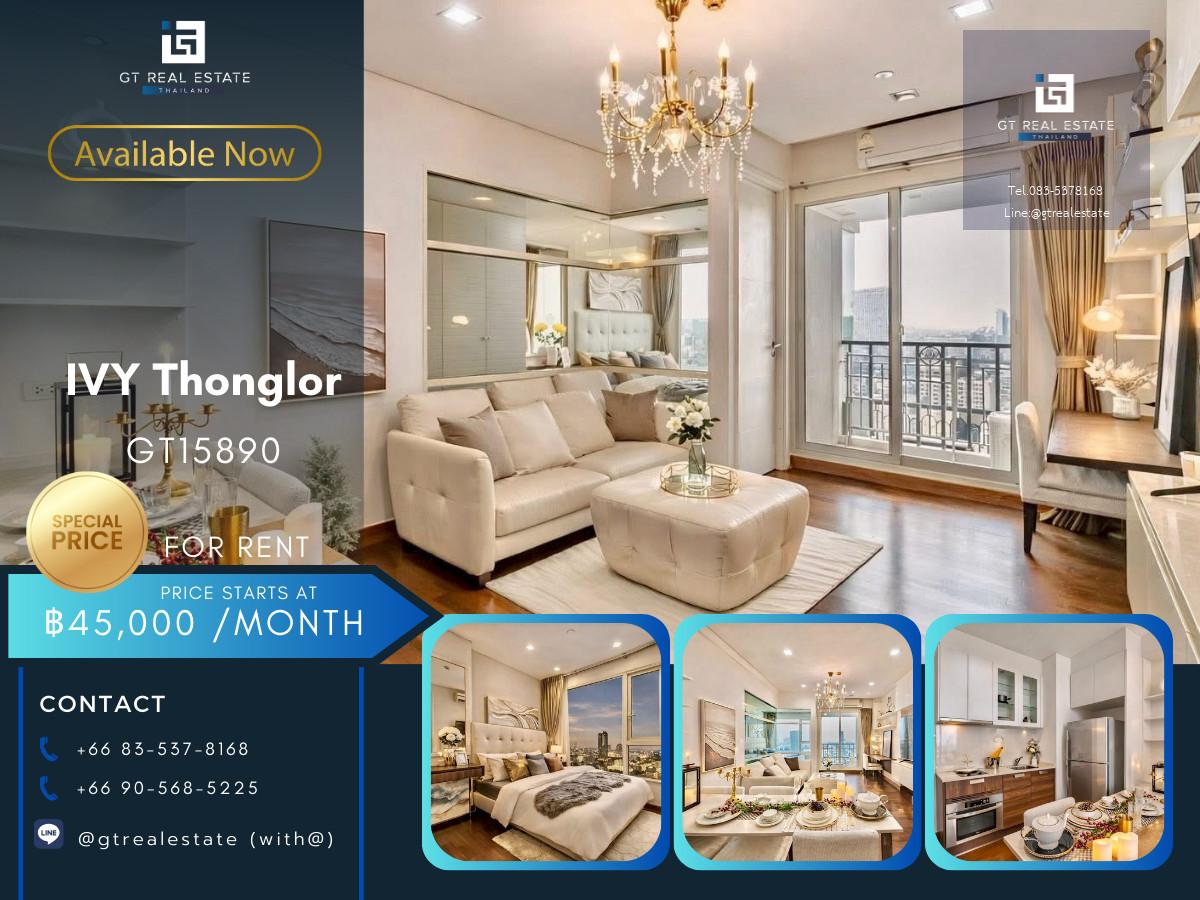✨ GT15890 | คอนโด IVY Thonglor  เดินทางสะดวก ใกล้บีทีเอส ห้องแต่งสวย เฟอร์นิเจอร์ครบ พร้อมเช่าอยู่