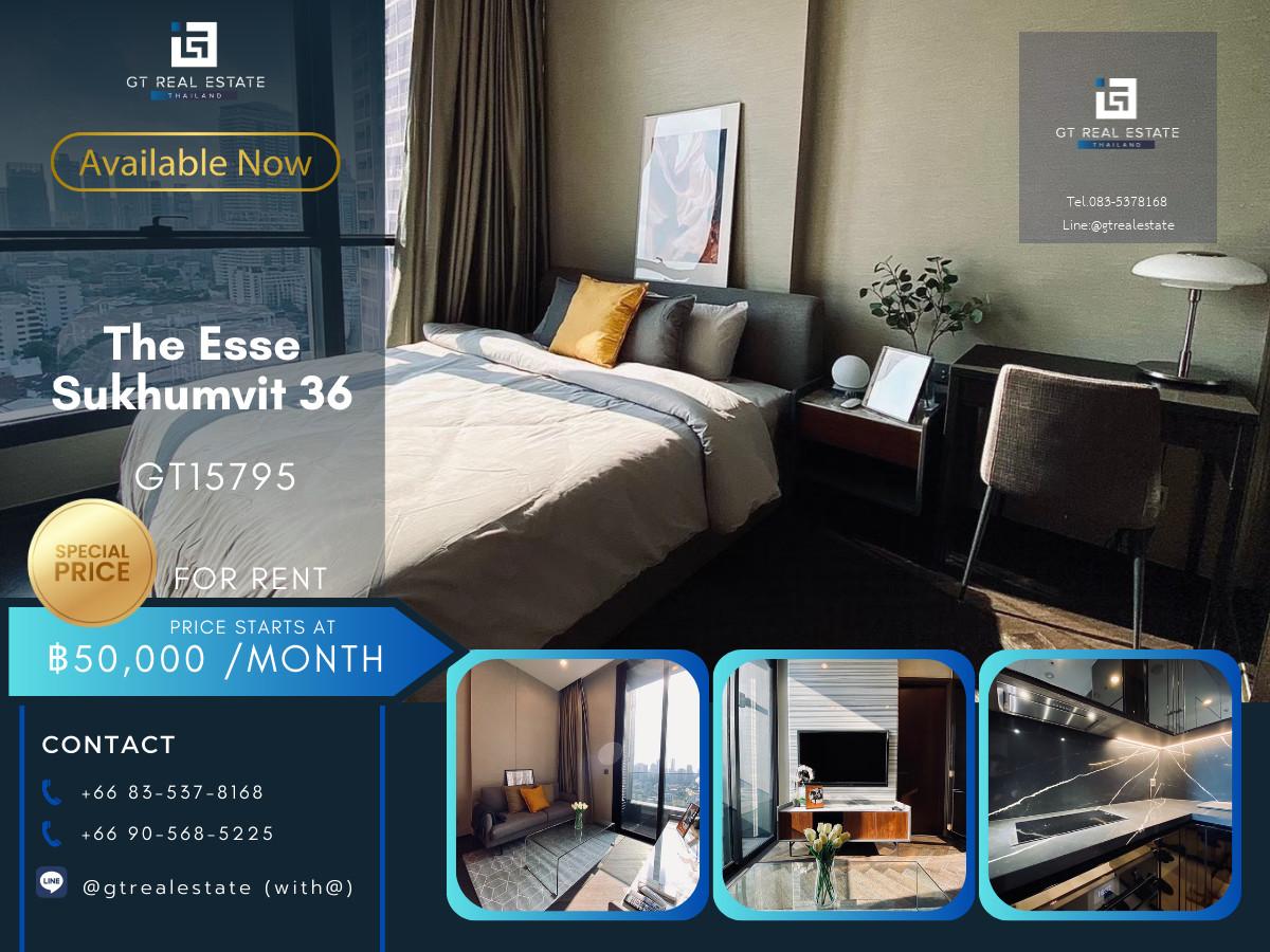 ✨ GT15795 | คอนโด The Esse Sukhumvit 36 เดินทางสะดวก ใกล้รถไฟฟ้าบีทีเอส มีรถรับส่ง ห้องสวย เฟอร์นิเจอร์ครบ พร้อมอยู่!