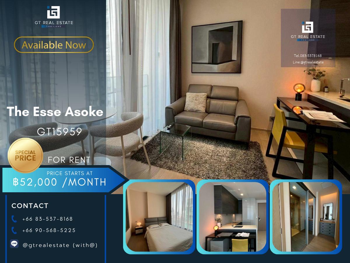 ✨ GT15959 |  คอนโด The ESSE Asoke เดินทางสะดวก ใกล้รถไฟฟ้าบีทีเอส มีรถรับส่ง ห้องสวย เฟอร์นิเจอร์ครบ พร้อมอยู่ทันที!!